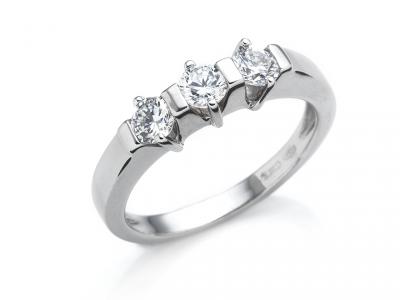 Anello Trilogy Oro Bianco 18Kt Zirconi